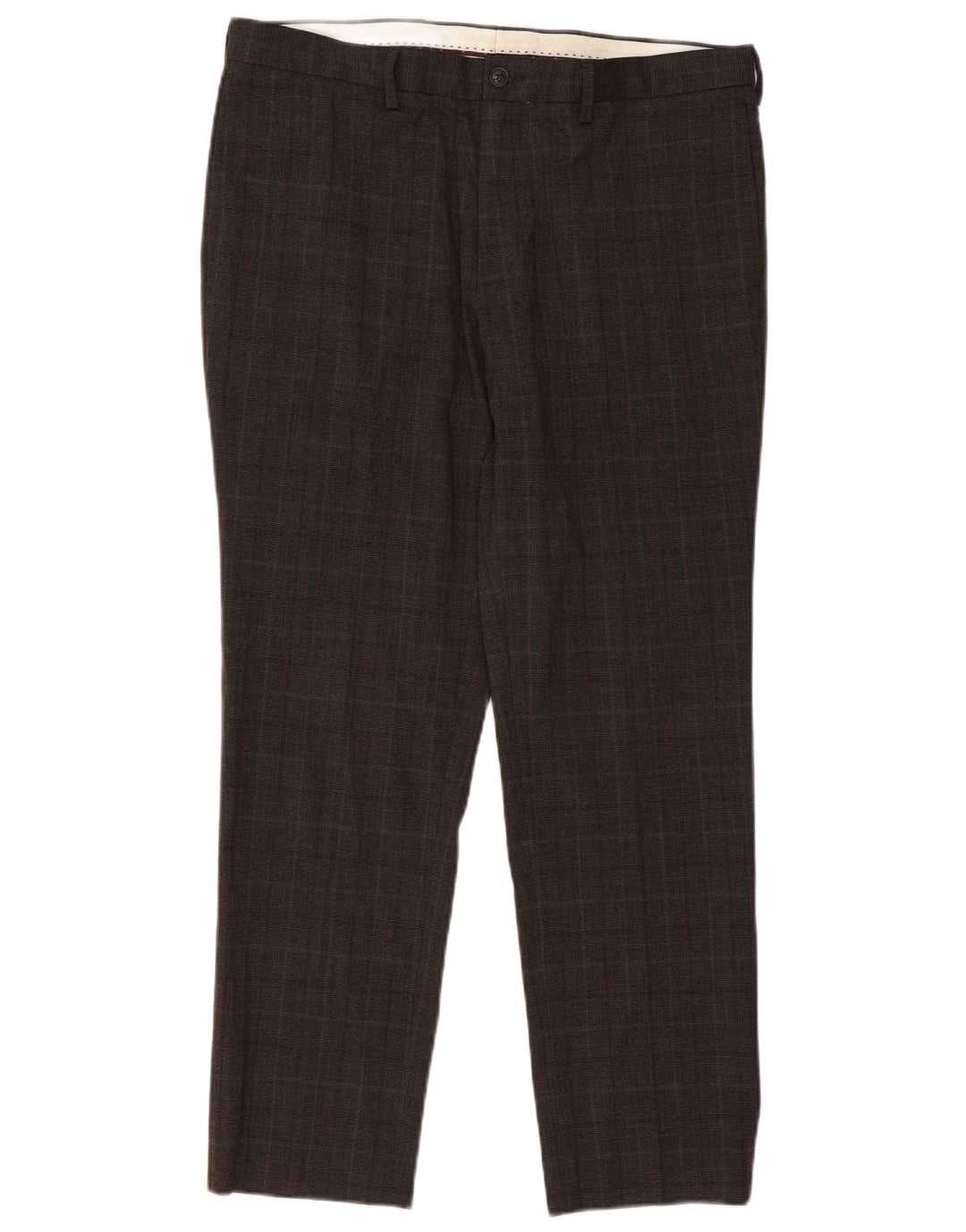 Marks & Spencer Slim Chino-Hose für Herren, W36 L31, braun kariertes Polyester