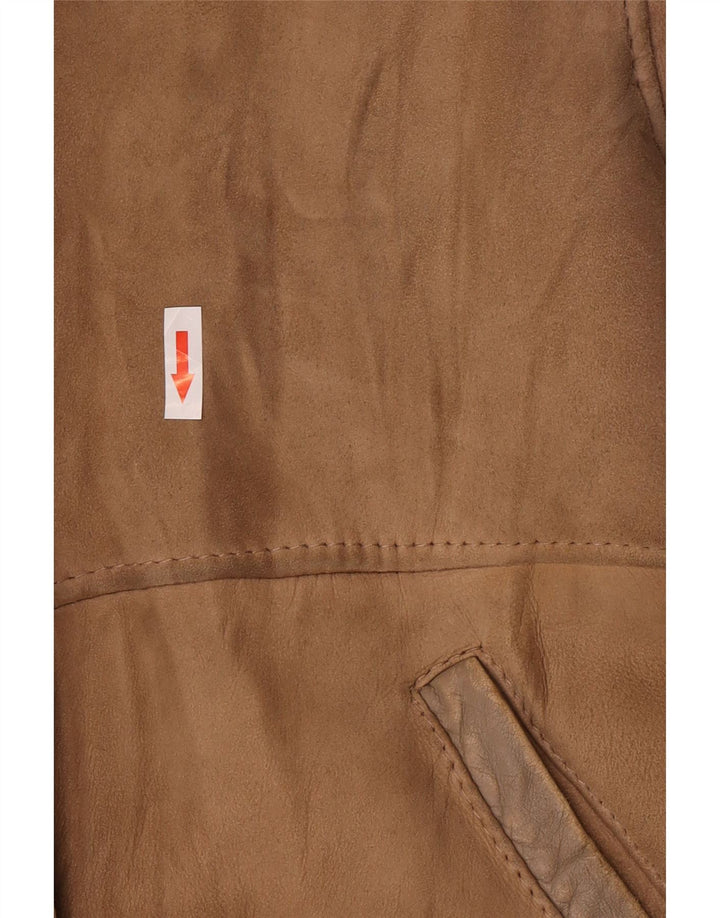 Vintage Damen Shearling Jacke IT 44 Medium Beige Shearling