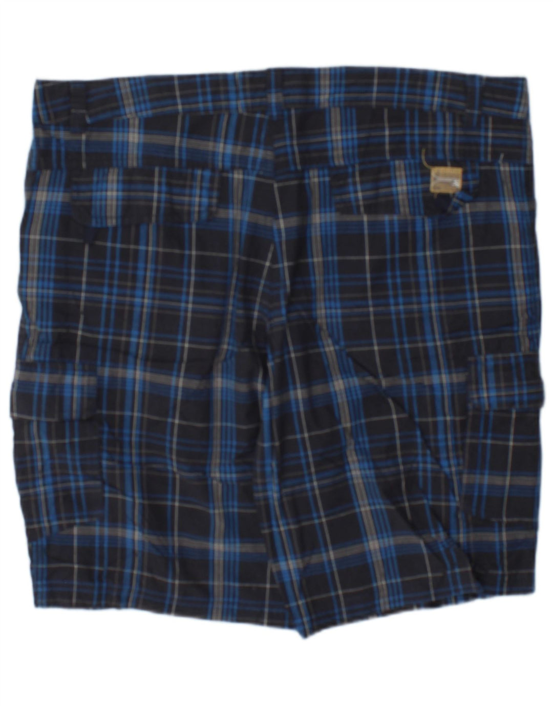 Brugi Herren Cargo Shorts IT 52 XL W36 Marineblau karierte Baumwolle