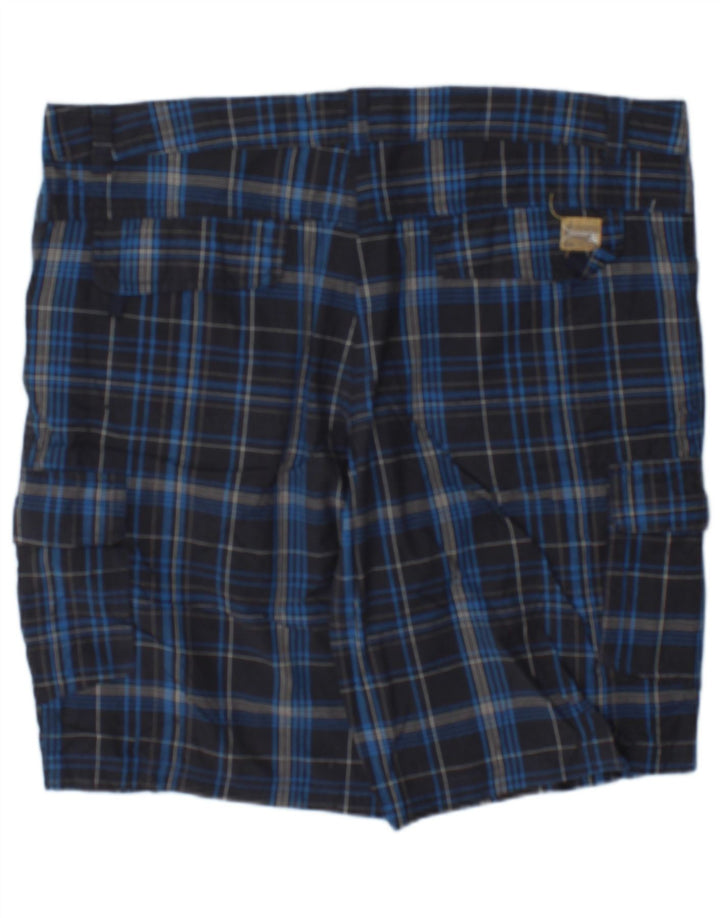 Brugi Herren Cargo Shorts IT 52 XL W36 Marineblau karierte Baumwolle