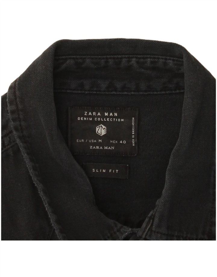 Zara Herren Slim Fit Jeanshemd Mittelschwarz