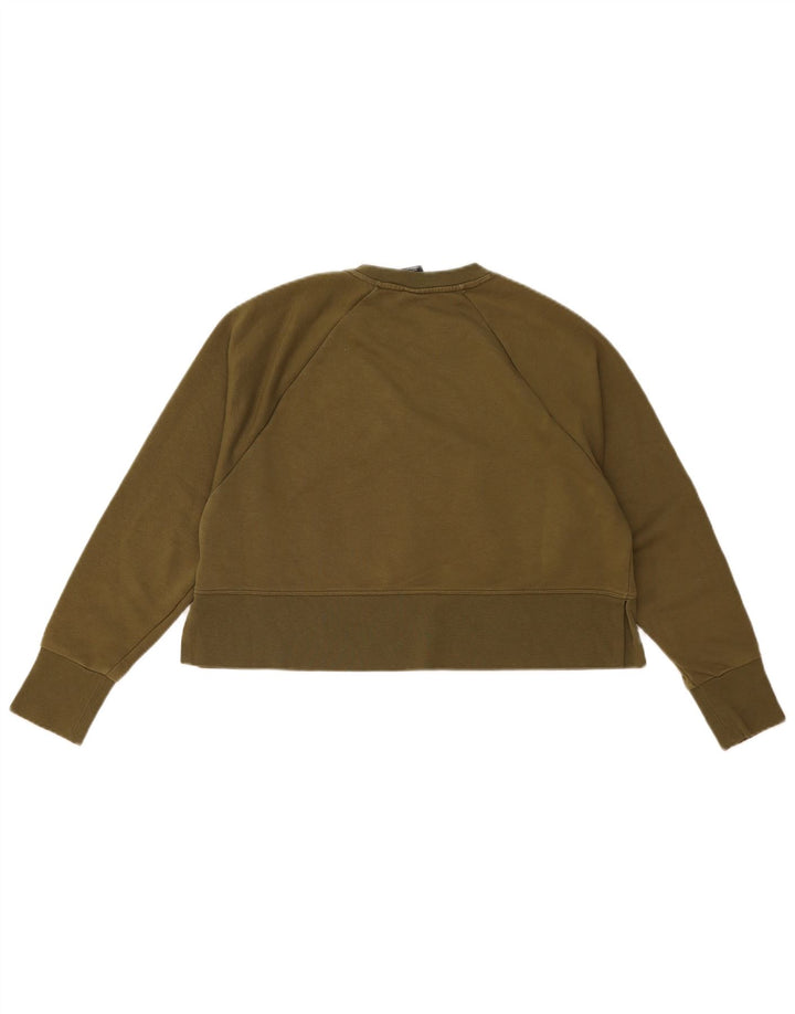 Nike Womens Crop Oversized Sweatshirt Pullover UK 10 Small Khaki Polyester