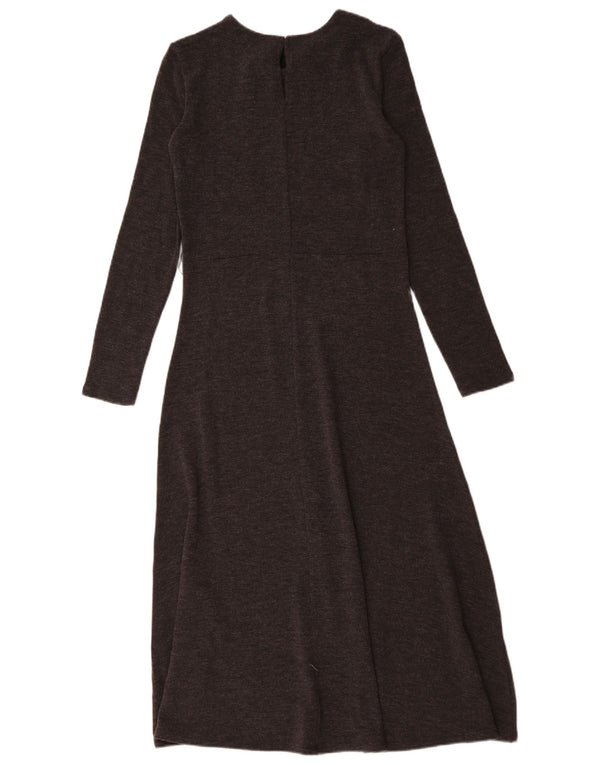 Zara Damen Langarm-Pulloverkleid UK 12 Mittelbraun