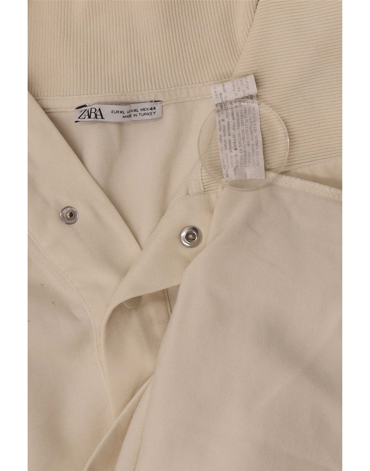 Zara Herren Top Langarm XL Off White Baumwolle