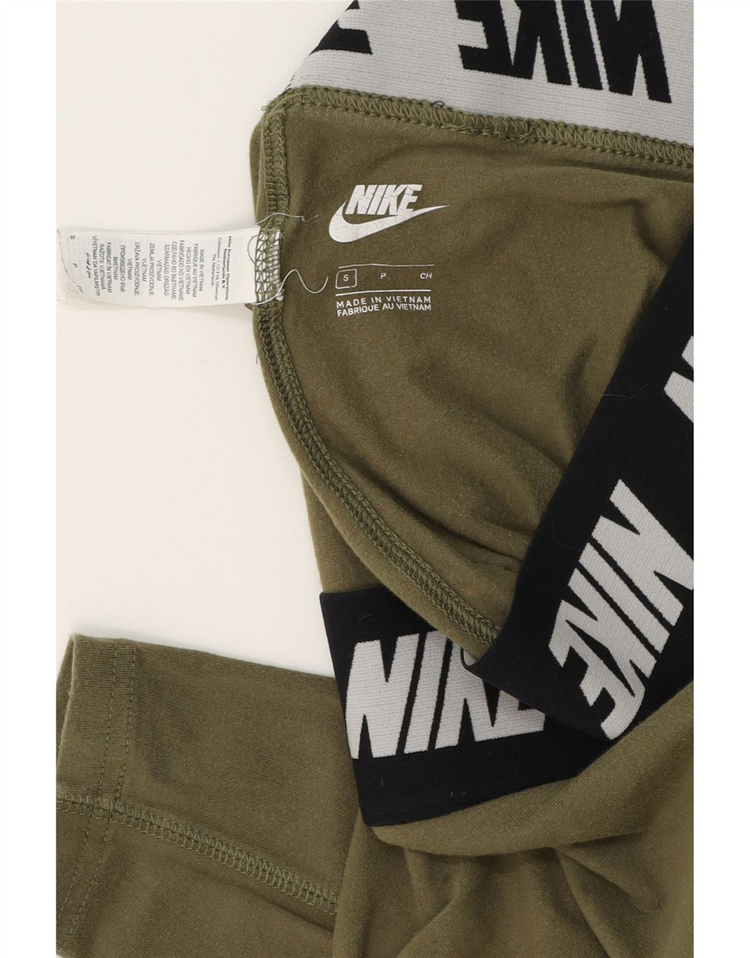 NIKE Womens Graphic Leggings UK 8 Small  Khaki Cotton Vintage Nike and Second-Hand Nike from Messina Hembry 