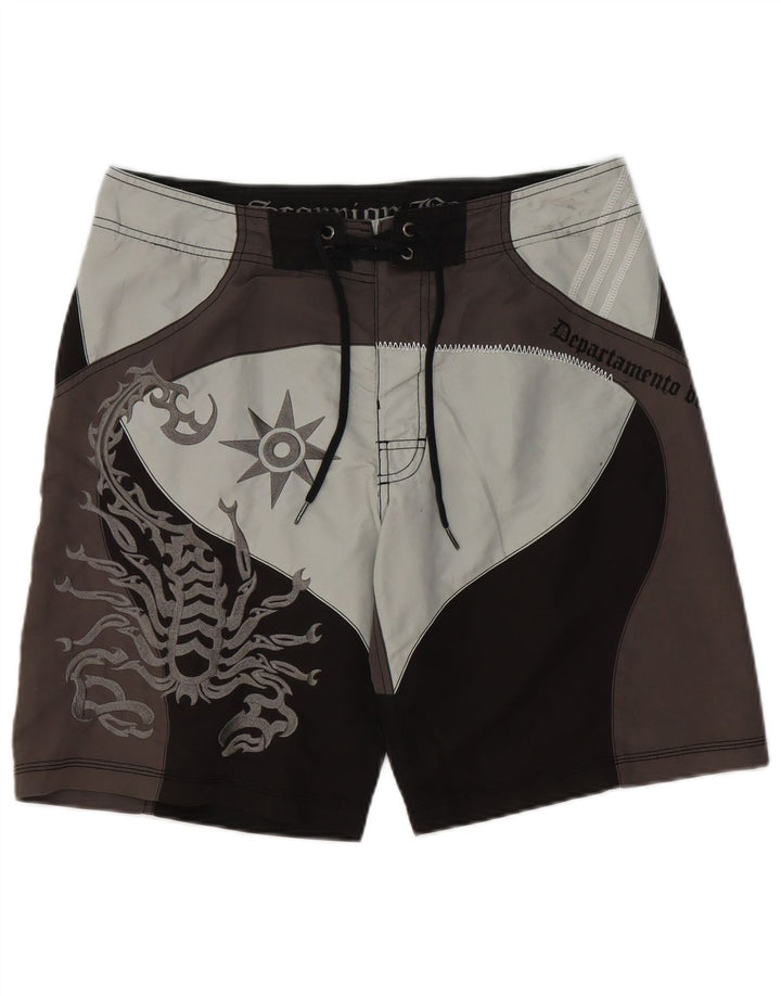SCORPION BAY Herren-Badeshorts mit Grafik, mittelbraun, Farbblock