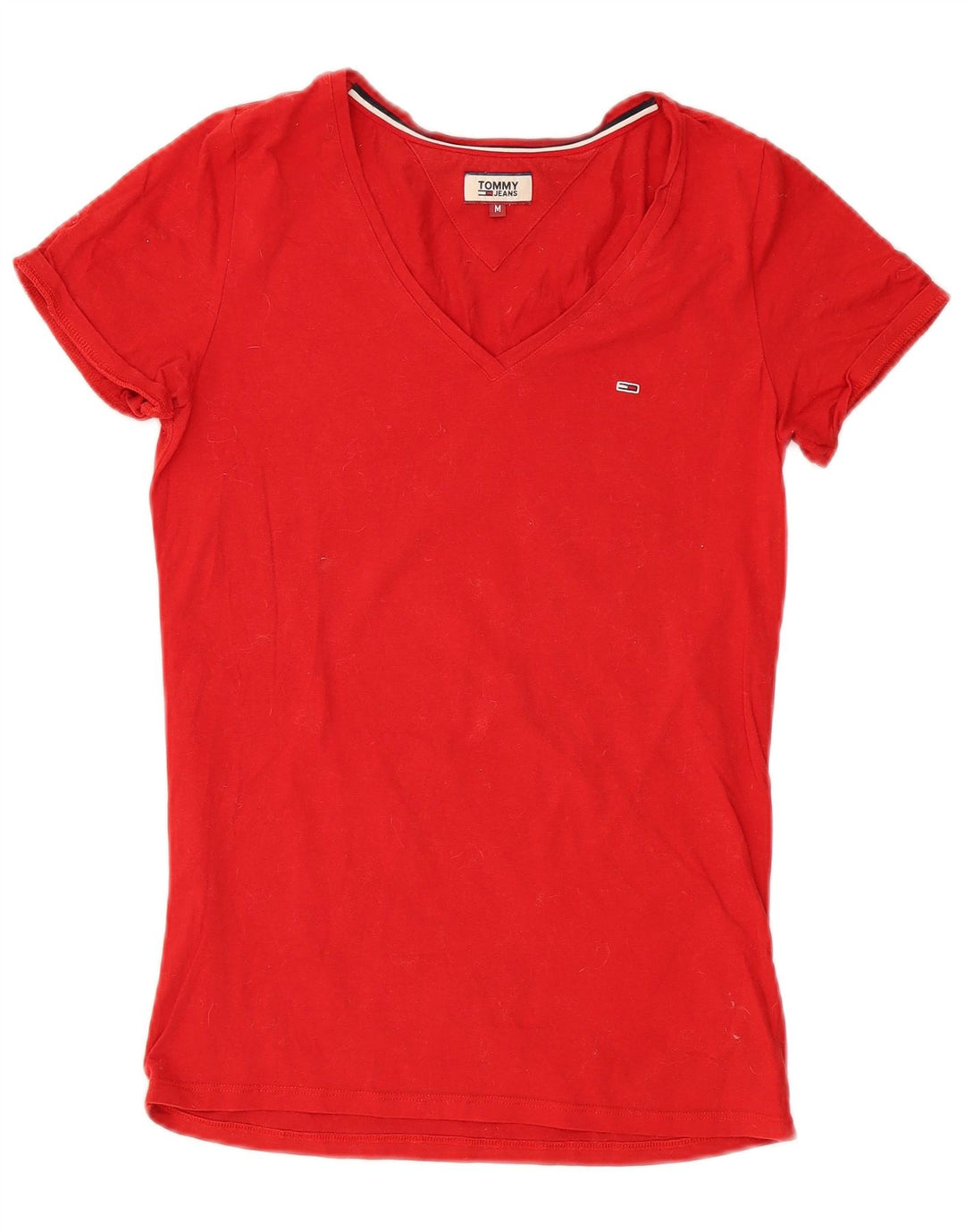 Tommy Hilfiger Damen T-Shirt Top UK 12 Mittelrote Baumwolle