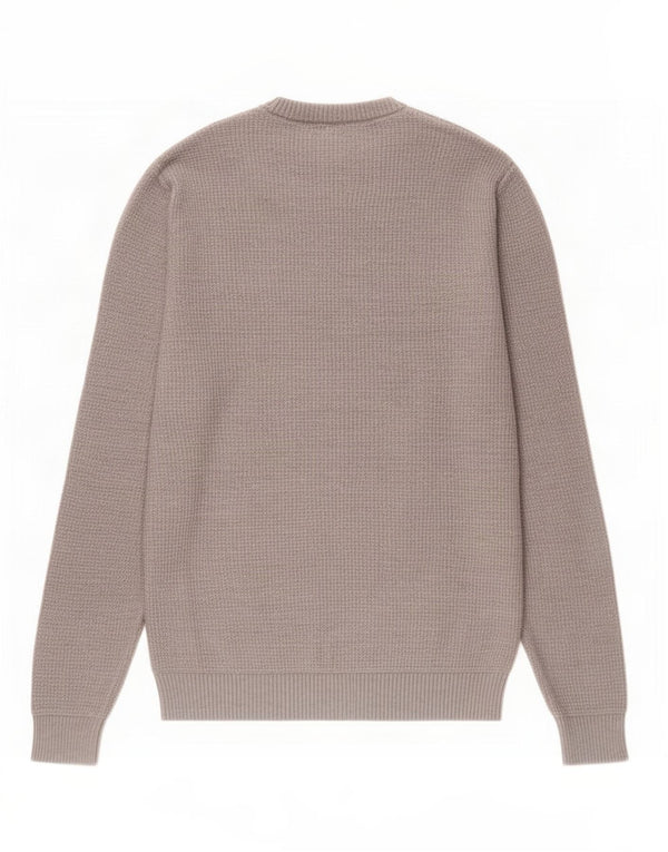 Zara Herren-Pullover mit Rundhalsausschnitt, groß, graue Baumwolle