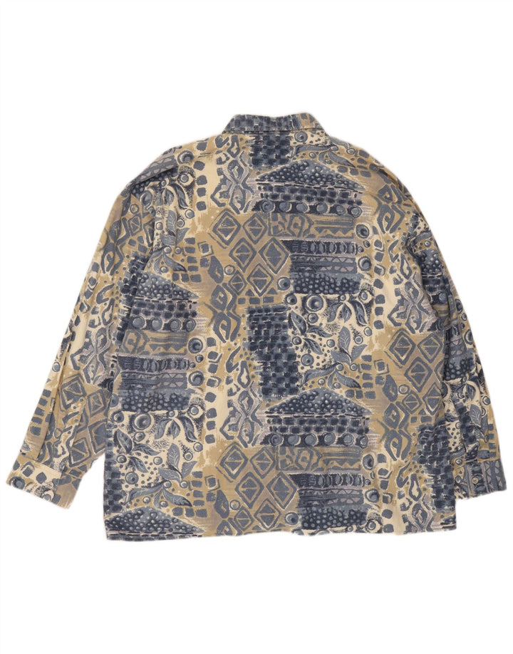 C & A Herren-Flanellhemd 2XL, blaue geometrische Baumwolle