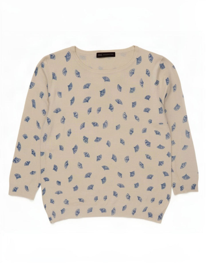 Marks & Spencer Damen-Pullover mit abstraktem Muster und U-Boot-Ausschnitt, Gr. 12, Medi