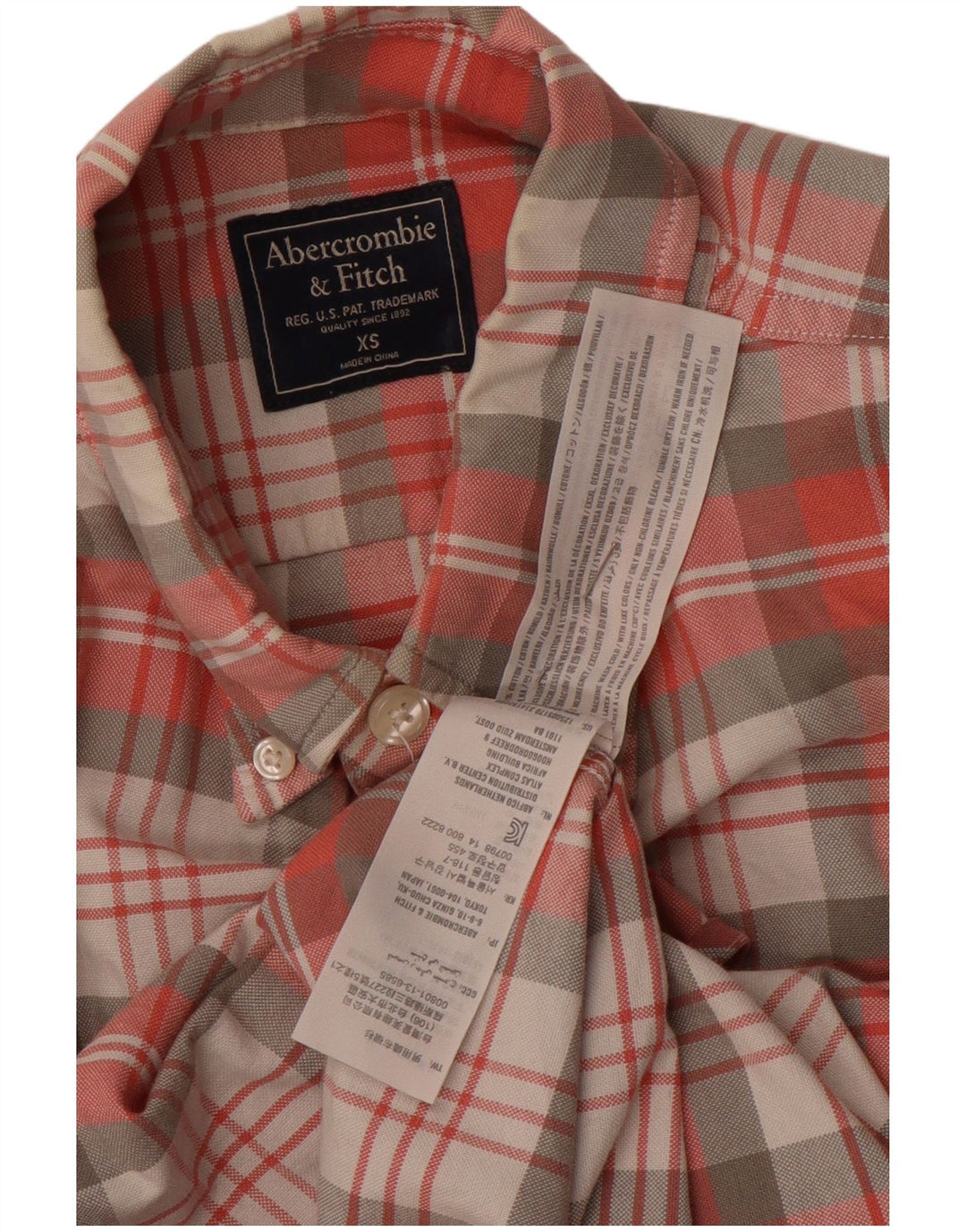 ABERCROMBIE & FITCH Herrenhemd XS rot karierte Baumwolle