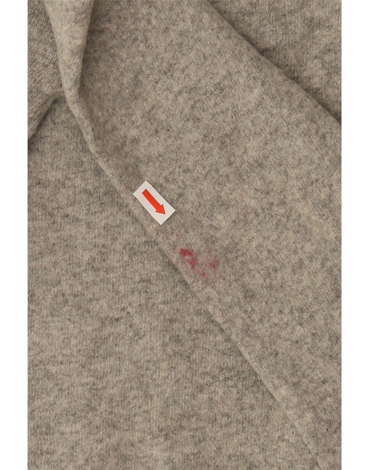 BENETTON Damen-Pullover mit V-Ausschnitt, Gr. 18, XL, graue Lammwolle