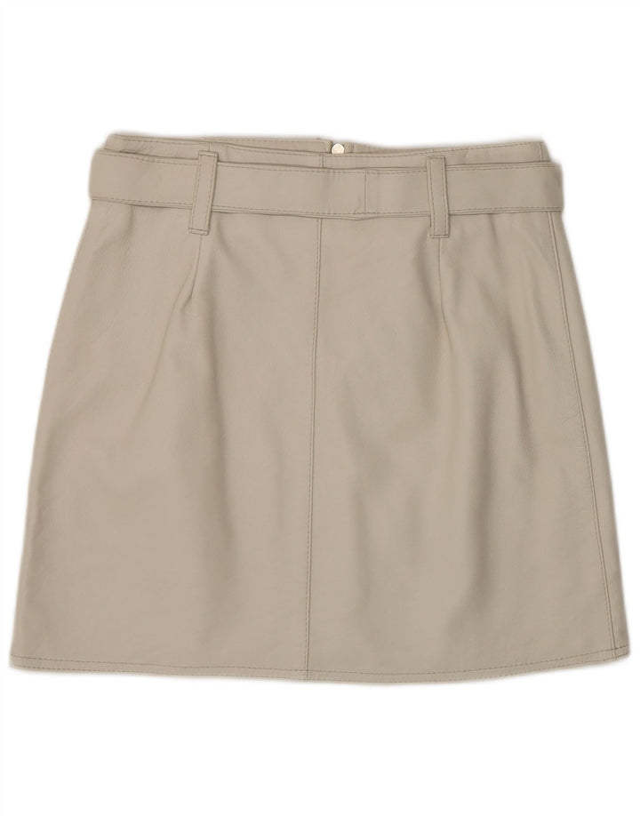 VINTAGE Damen Lederrock IT 44 Medium W28 Graues Leder