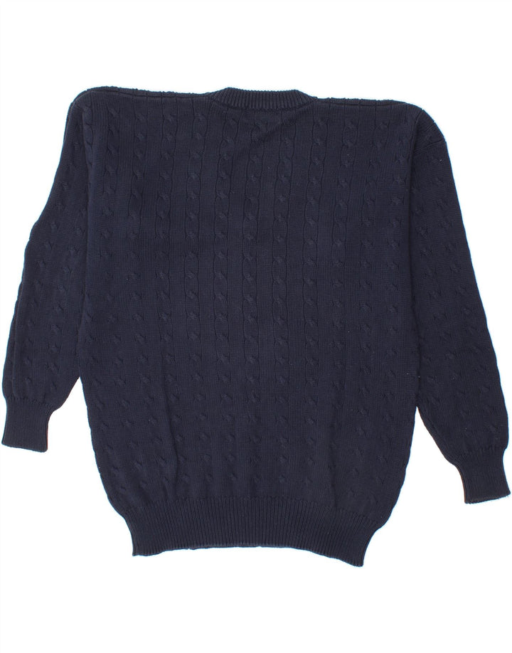 FILA Mens V-Neck Jumper Sweater IT 50 Medium Navy Blue Cotton Vintage Fila and Second-Hand Fila from Messina Hembry 