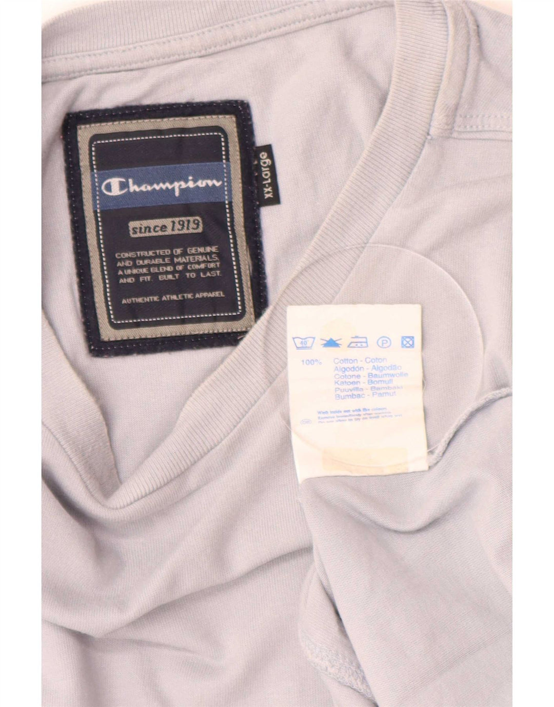 Champion Herren Top Langarm 2XL Blau Baumwolle