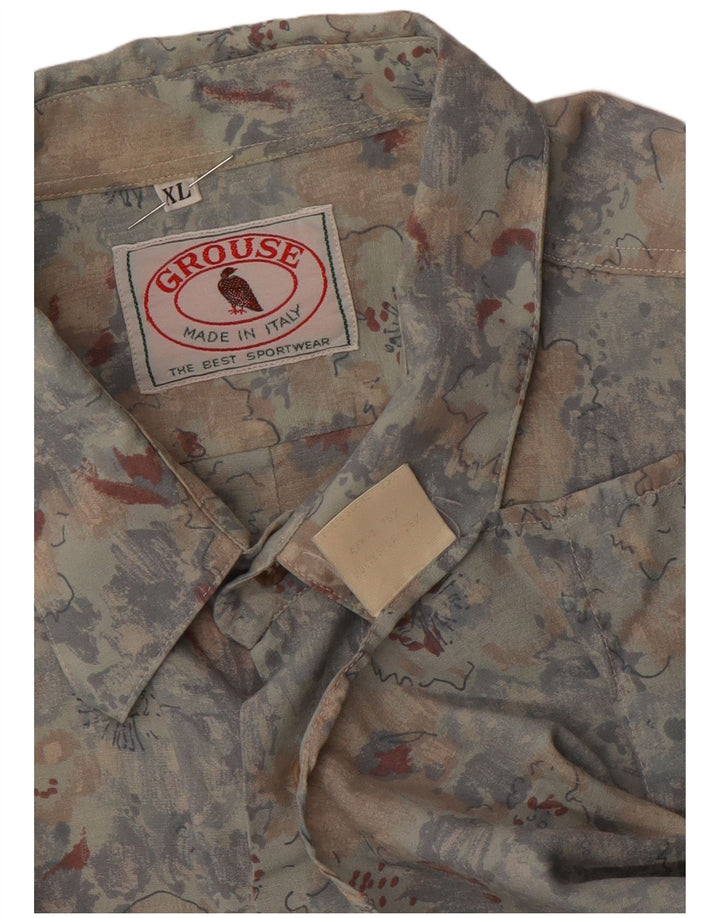 VINTAGE Herren Kurzarmhemd XL Mehrfarbiges Blumen-Rayon