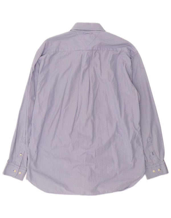 Tommy Hilfiger Mens Shirt Size 16 1/2 17 Large Blue Pinstripe Cotton