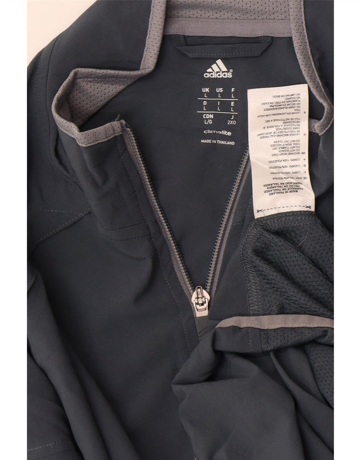 Adidas Herren Climalite Trainingsanzug Top Jacke Großes graues Polyester