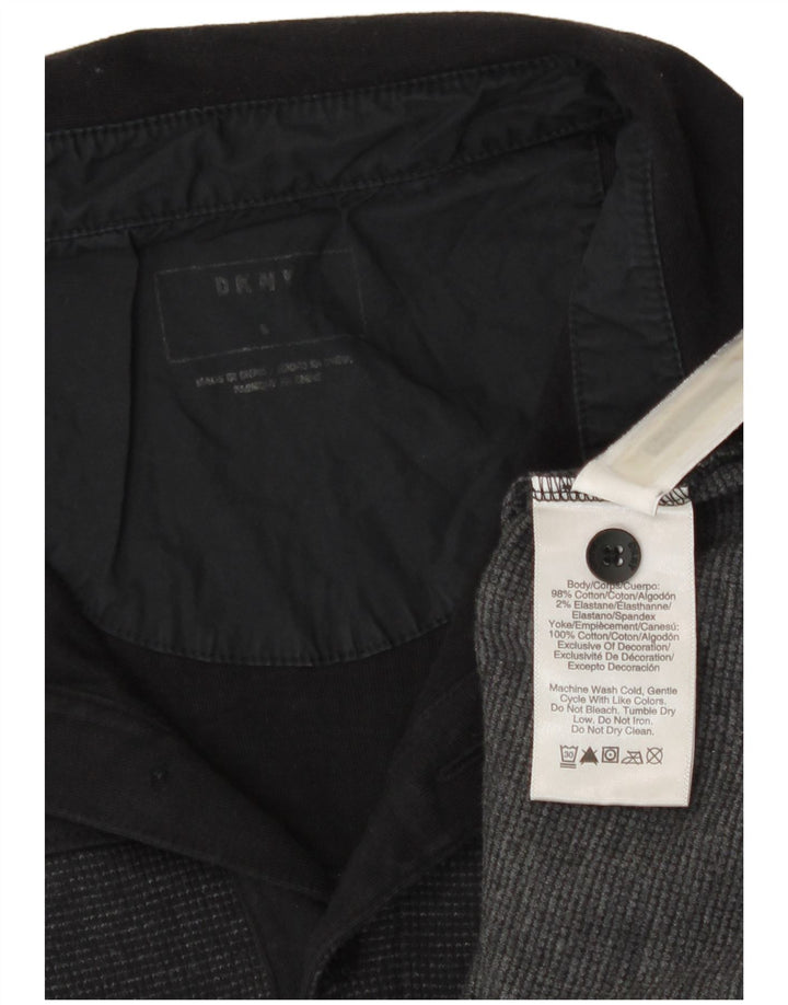 Dkny Herren-Poloshirt aus mittelschwarzer Nadelstreifen-Baumwolle