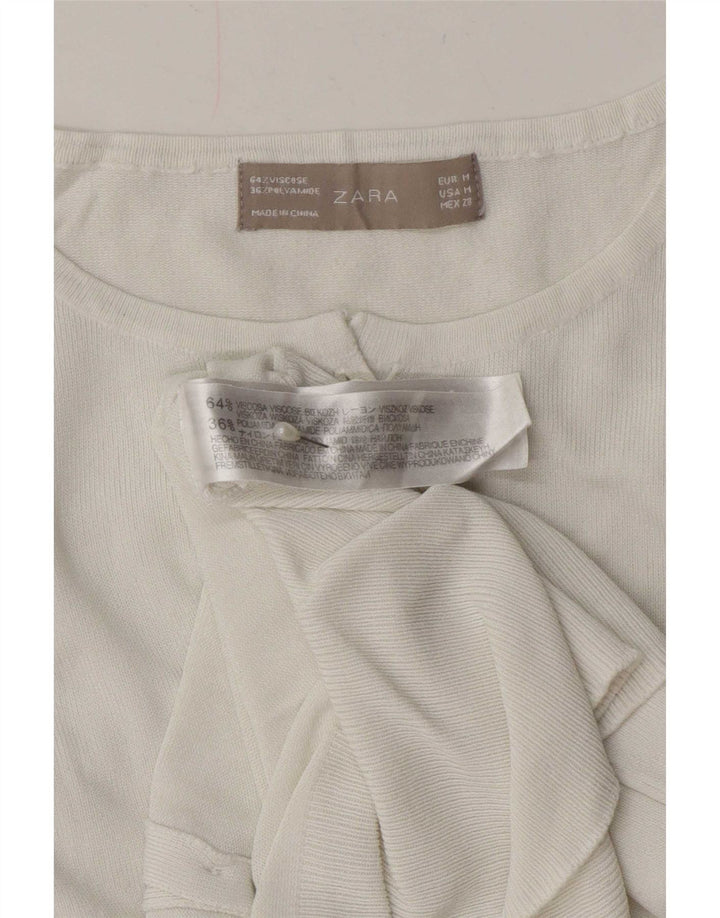 Zara Damen-Cardigan-Pullover UK 12 Mittelweiße Viskose