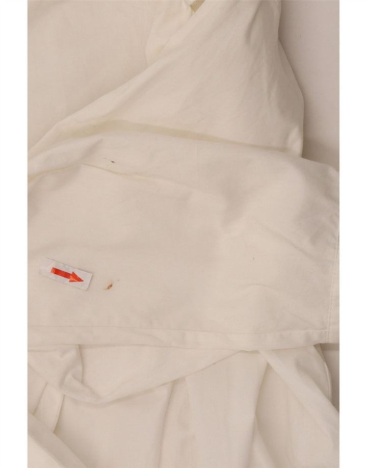 Zara Damen Langarm-Etuikleid UK 10 Small Weiße Baumwolle