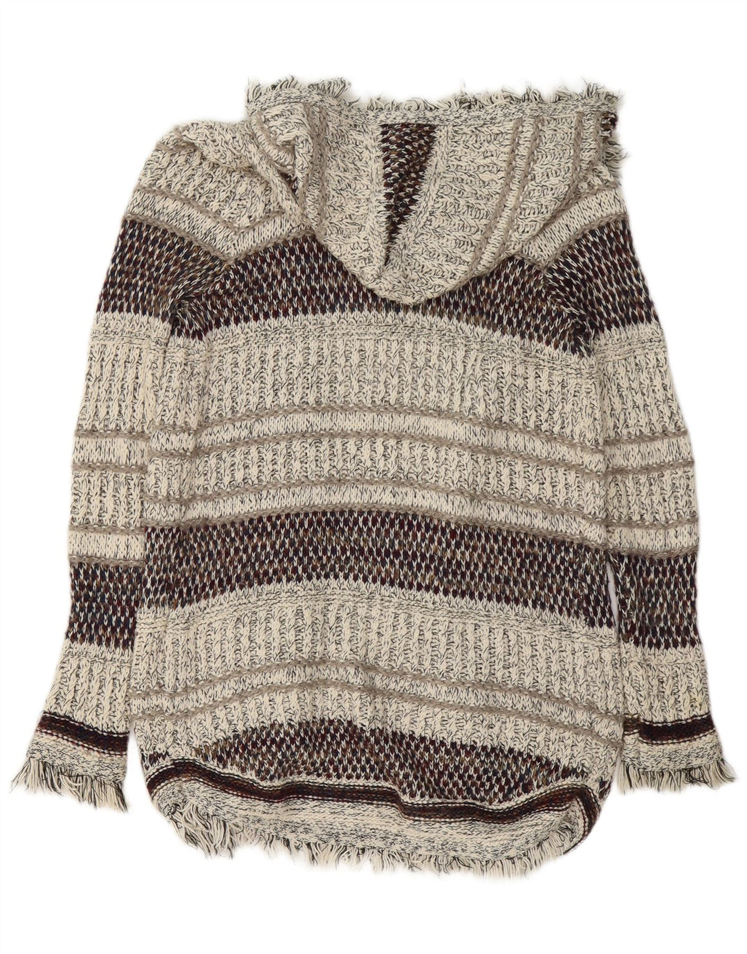 ZARA Damen Longline-Cardigan mit Kapuze, Gr. 14, mittelmehrfarbig