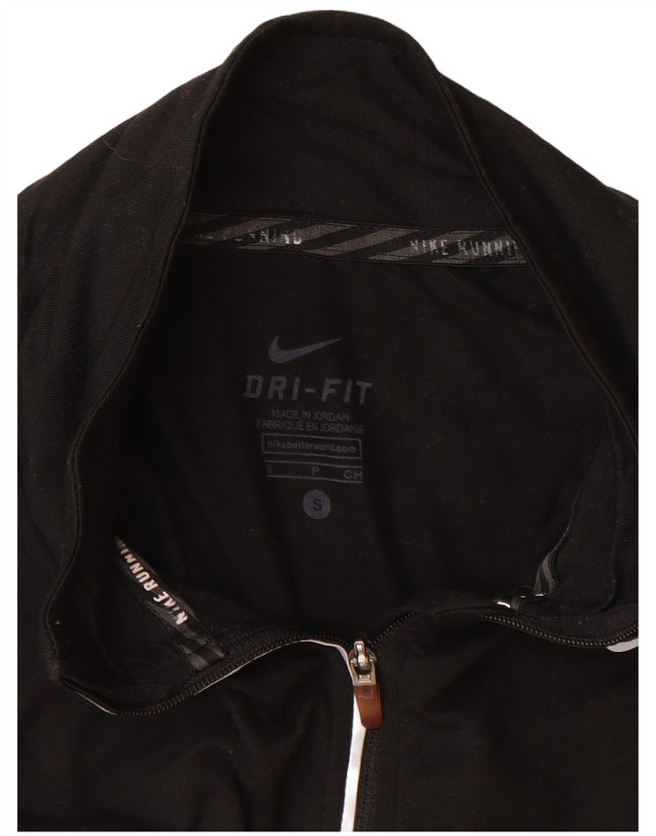Nike Womens Dri Fit Zip Neck Pullover Trainingsanzug Top UK 10 Small Schwarz