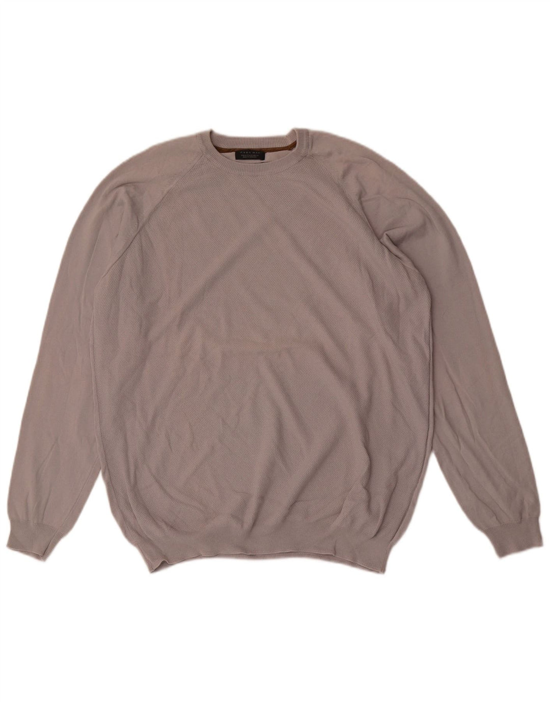 Zara Herren-Pullover mit Rundhalsausschnitt, XL, graue Baumwolle