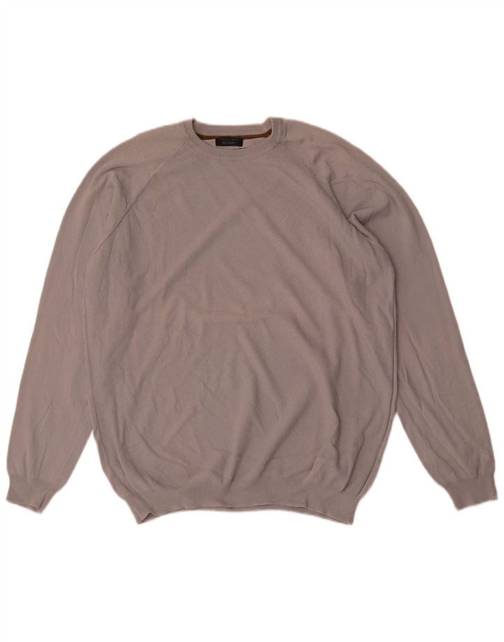 Zara Herren-Pullover mit Rundhalsausschnitt, XL, graue Baumwolle