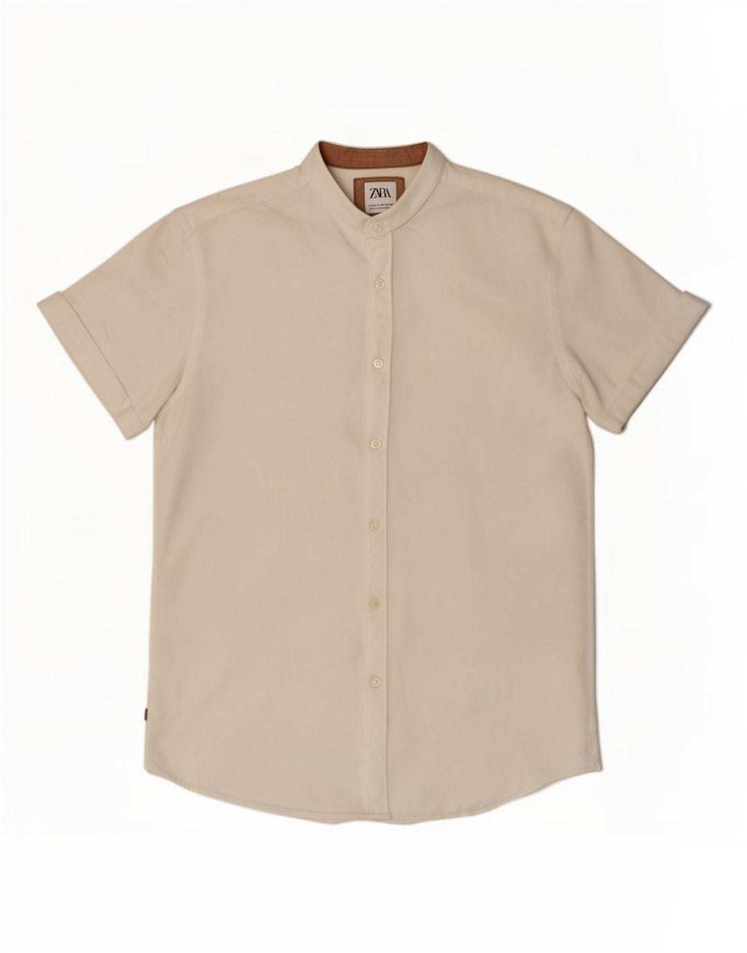 Zara Herren Kurzarm-Slim-Fit-Hemd Mittelweiß