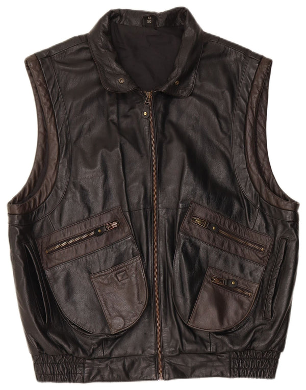 Enrico Gorlani Damen Lederweste UK 38 Medium Schwarz