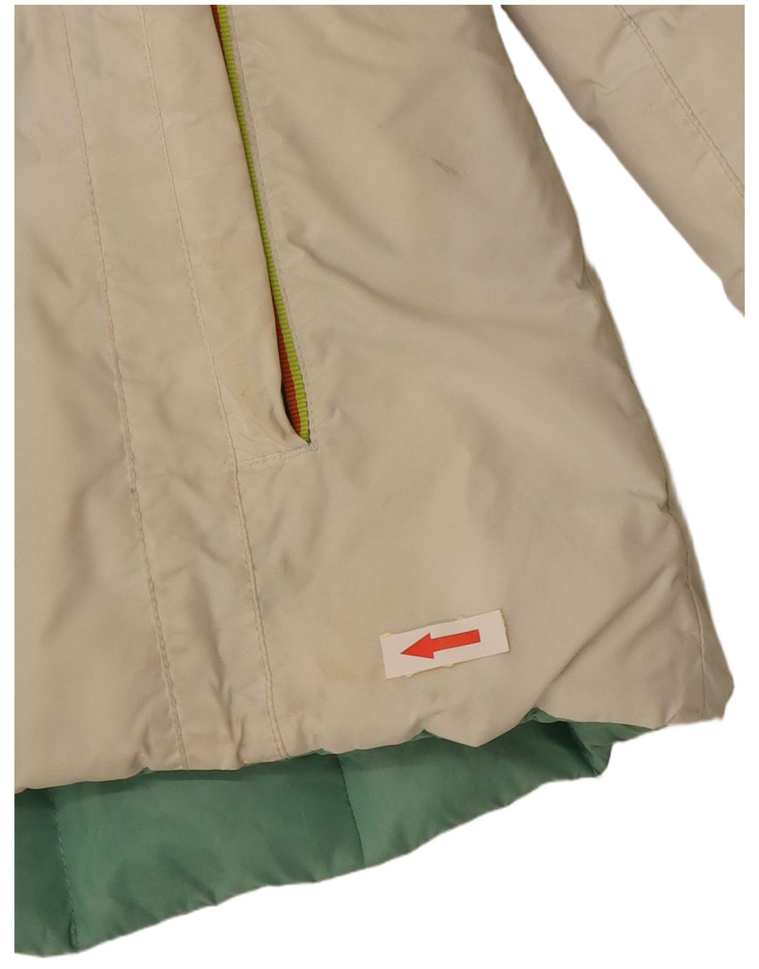 K-Way Mädchen-Wendejacke mit Kapuze, wattiert, 11–12 Jahre, cremefarbenes Polyamid