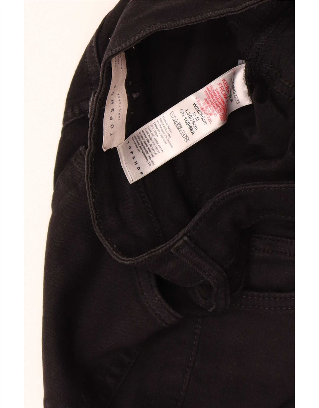 Topshop Damen Jamie Flared Jeans W26 L30 Schwarze Baumwolle