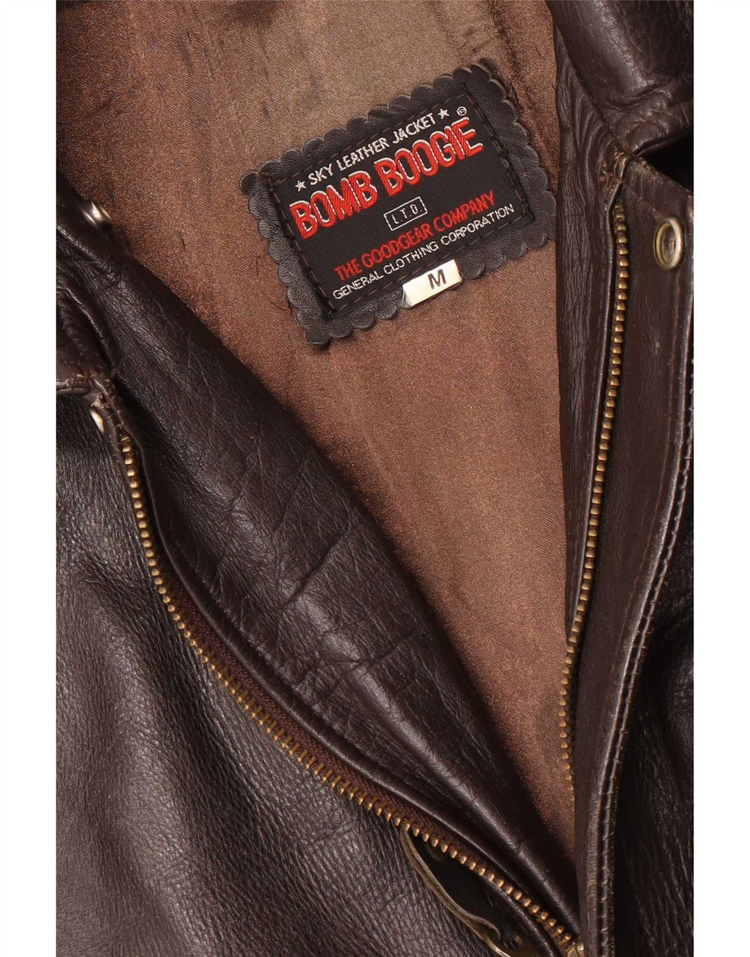 Bomb Boogie Herren Sky Loose Fit Lederjacke UK 38 Mittelbraun
