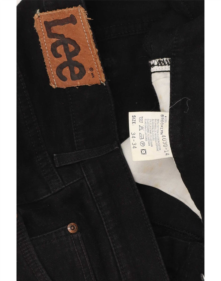 Lee Herren Brooklyn Straight Jeans W34 L29 Schwarze Baumwolle
