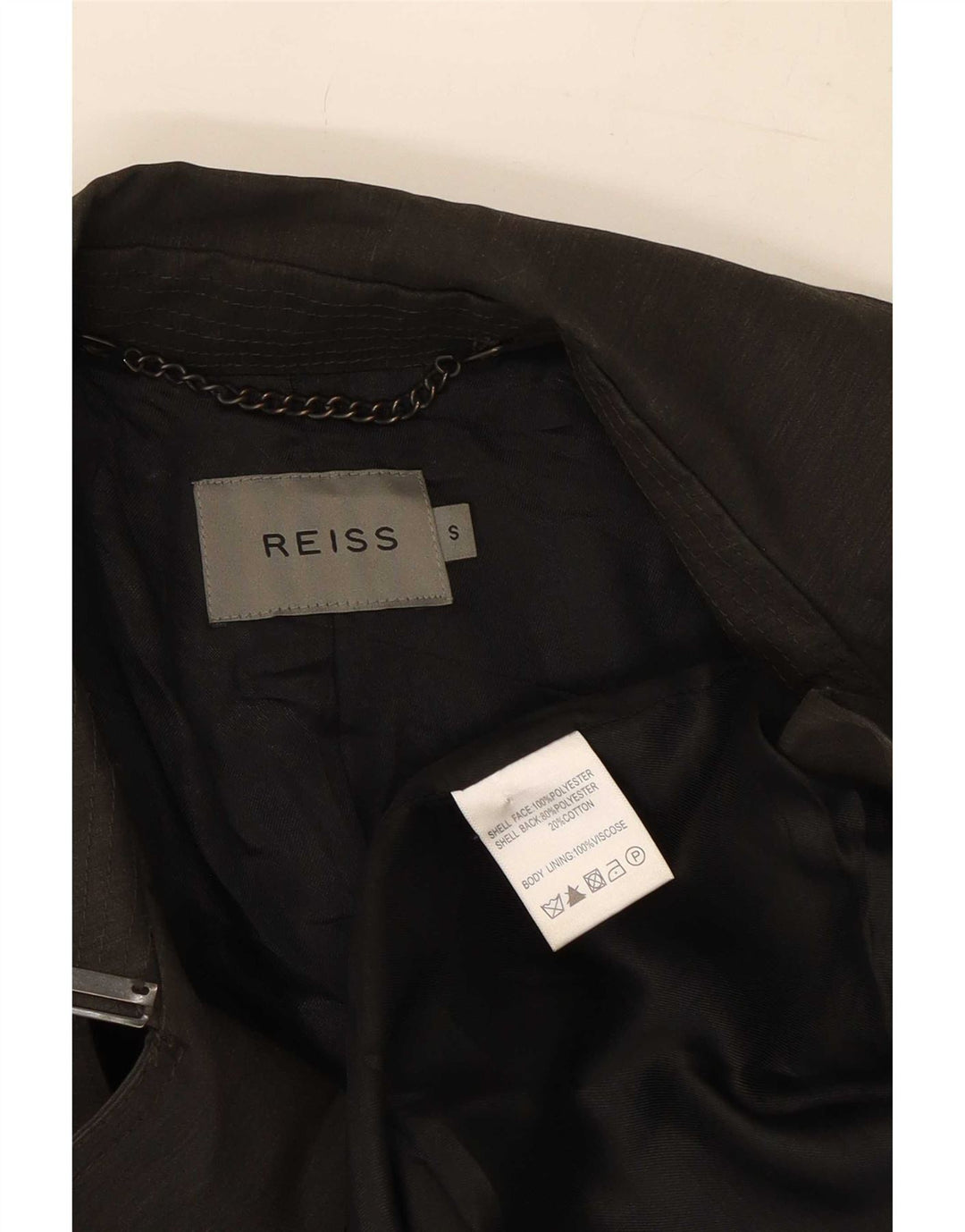 Reiss Herren Trenchcoat UK 36 Small Schwarz Polyester