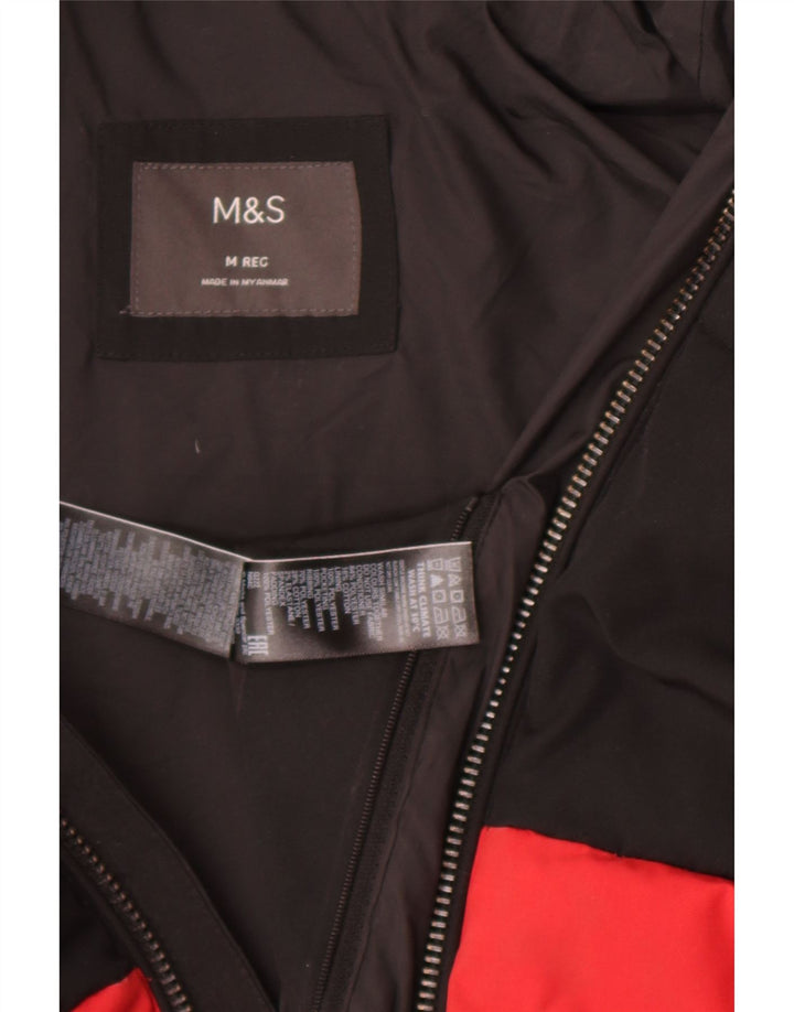Marks & Spencer wattierte Herrenjacke mit Kapuze, UK 38, Mittelrot, Farbblock