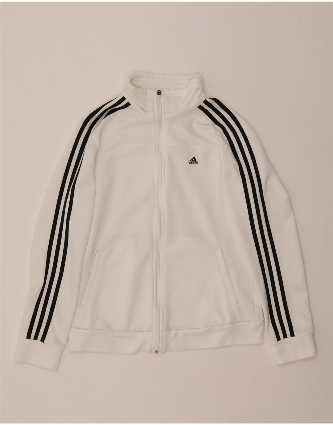 ADIDAS Damen-Trainingsanzug-Oberjacke UK 12/14 Mittelweißes Polyester