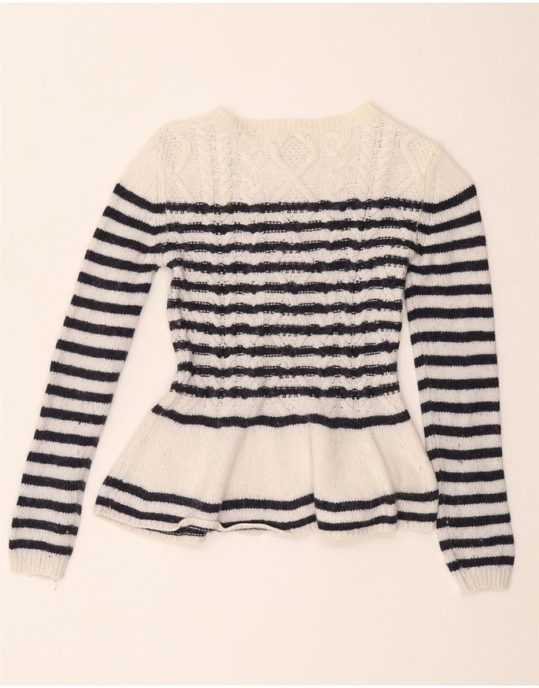 MASSIMO DUTTI Damen Pullover mit tailliertem U-Boot-Ausschnitt, Gr. 8, Weiß