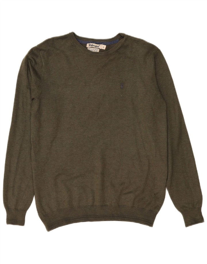 Refrigiwear Herren-Pullover mit Rundhalsausschnitt, groß, Khaki, Viskose