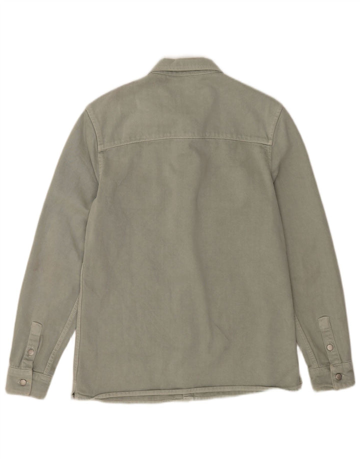 ZARA Herren-Jeanshemd mit entspannter Passform, kleine Khaki-Baumwolle