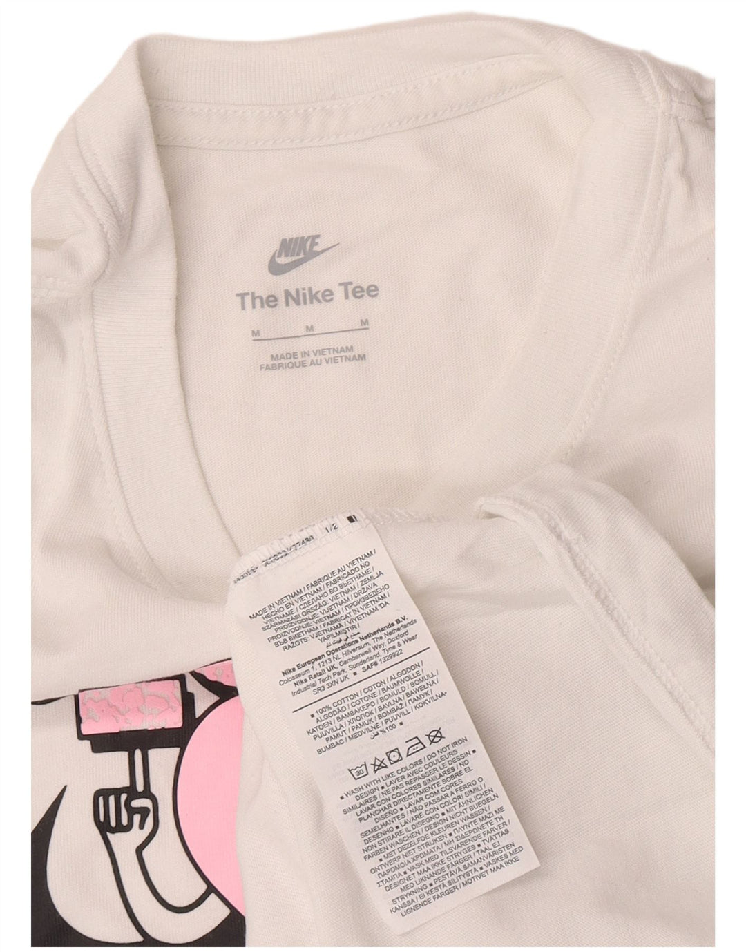 Nike Damen Graphic T-Shirt Top UK 14 Mittelweiße Baumwolle