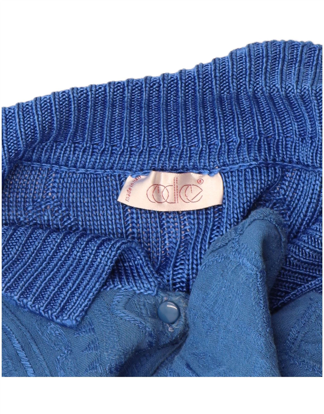 Vintage Damen Cardigan Pullover IT 44 Mittelblaue geometrische Viskose