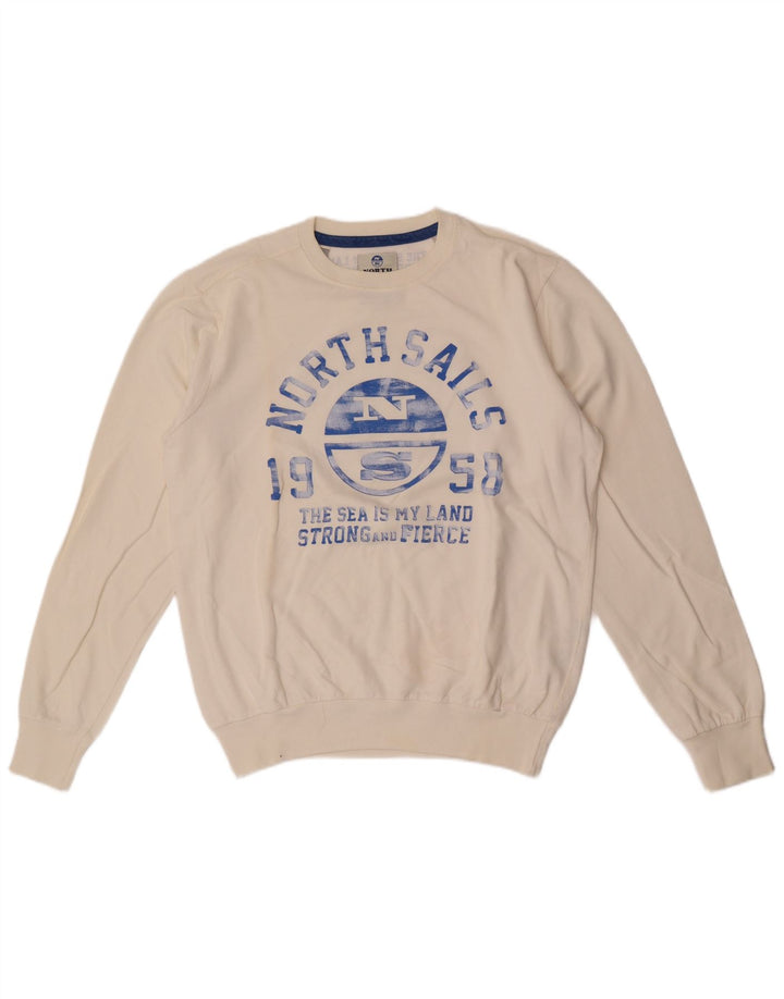 North Sails Herren-Sweatshirt mit Grafik, mittelweiße Baumwolle