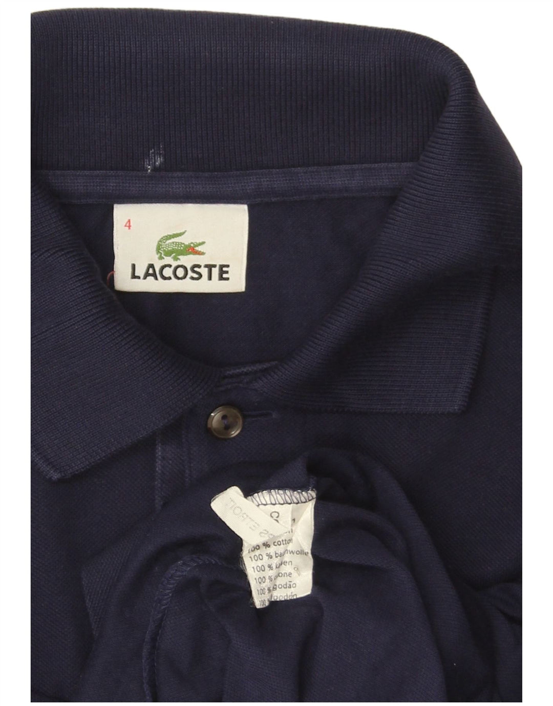 LACOSTE Herren-Langarm-Poloshirt, Größe 4, mittelgroß, marineblau, Baumwolle