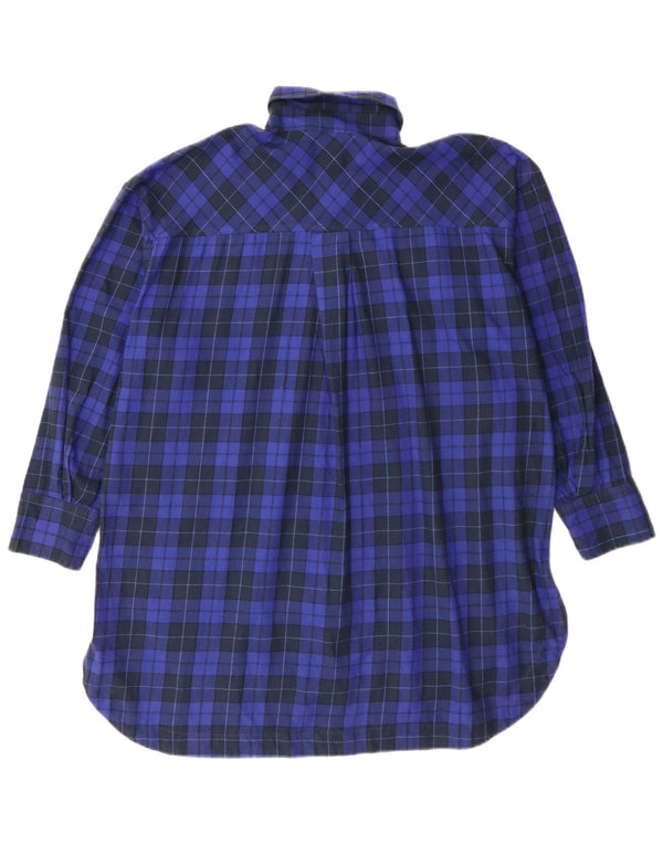 Zara Damen-Oversize-Flanell-Hemdkleid, Gr. 4, XS, blau kariert