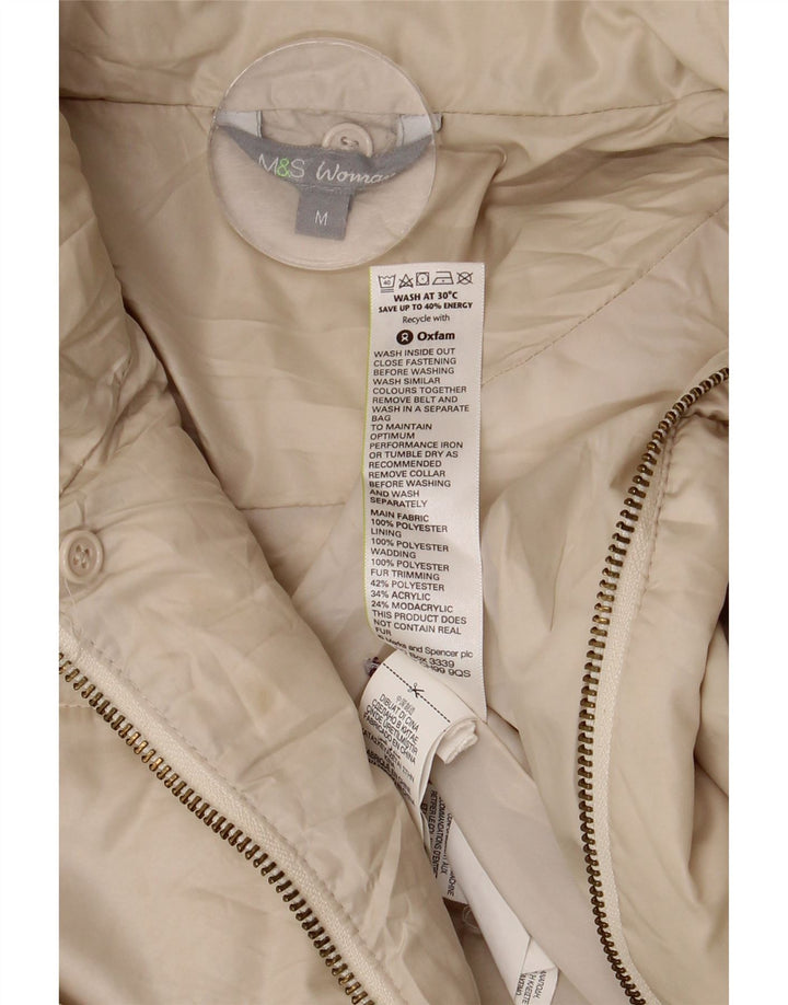 Marks & Spencer Damen-Übergroßer, wattierter Mantel mit Kapuze, UK 14, Mittel, gebrochenes Weiß