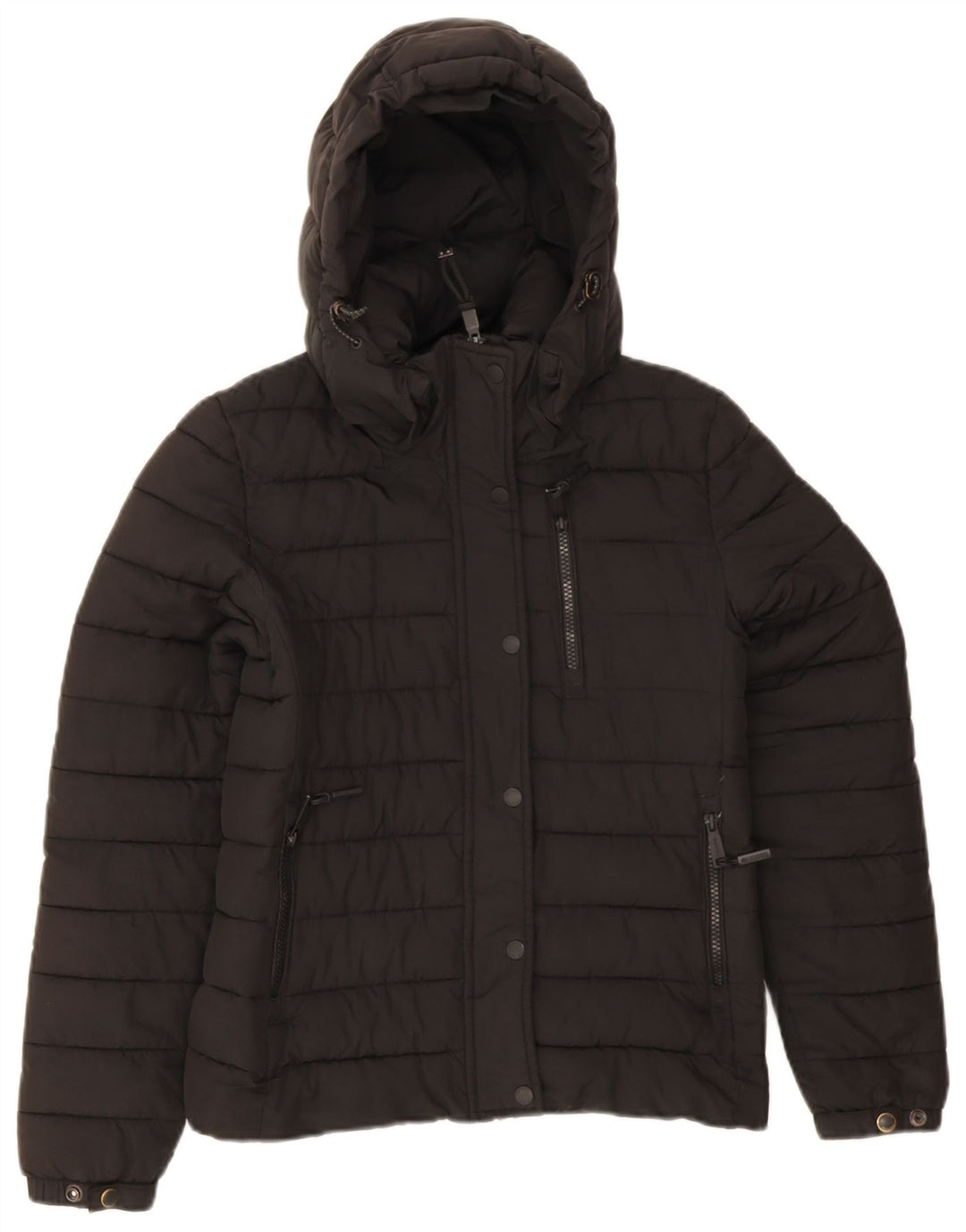 Superdry Damen Wattierte Jacke mit Kapuze UK 8 Samll Schwarz