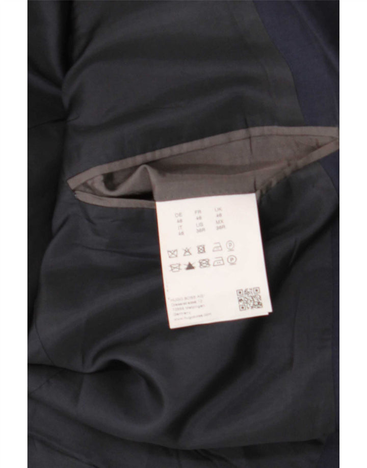 Hugo Boss Herren-Blazer mit 2 Knöpfen, EU 46, klein, marineblaue Schurwolle