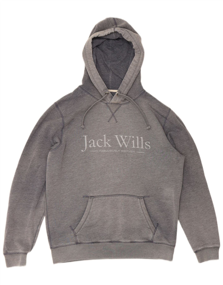 Jack Wills Herren-Kapuzenpullover mit Grafik, Größe S, graue Baumwolle